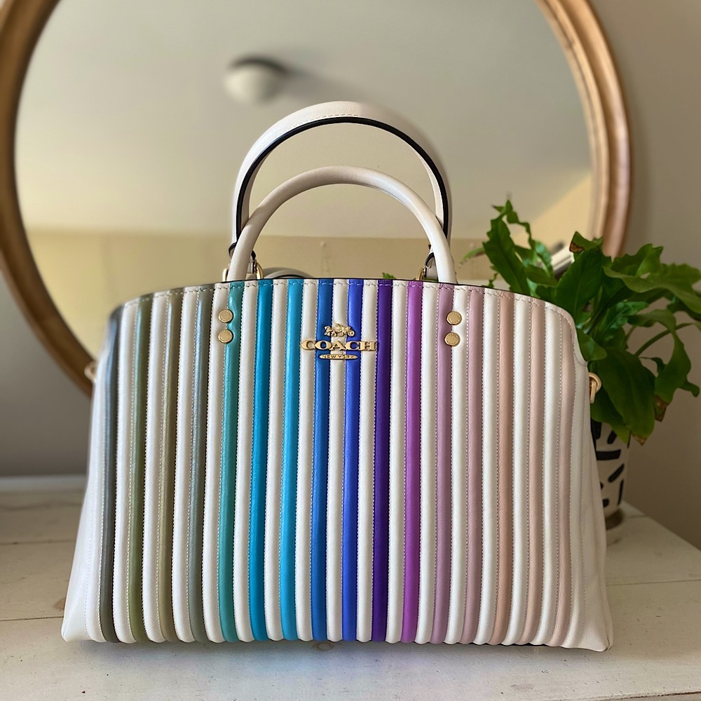 New Without Tags AUTHENTIC COACH OMBRE LARGE LILLIE QUILTED SATCHEL